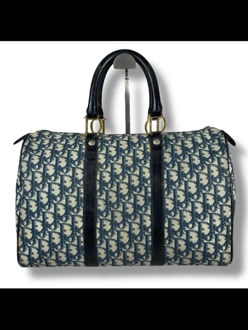 Dior Blue Oblique Canvas Boston Bag